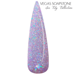 Diplomatiq - nail swatch dip color a blend of small blue, green, and pink glitter - Vegas Soapstone is part of the Sin City Collection